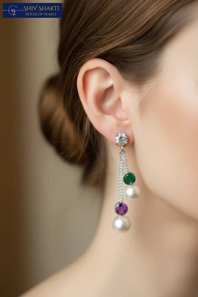 Multi Stone Chandelier Drop Earings