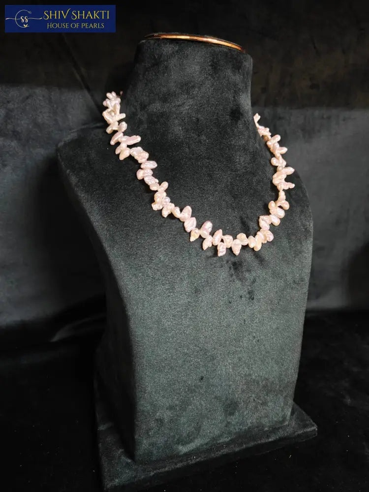 Shiv Shakti Pearls - Natural Baroque Pearl Necklace - Soft Pink Single Strand