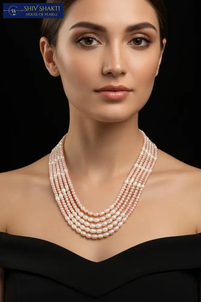 Shiv Shakti Pearls - Oval and Flat Pearl Necklace