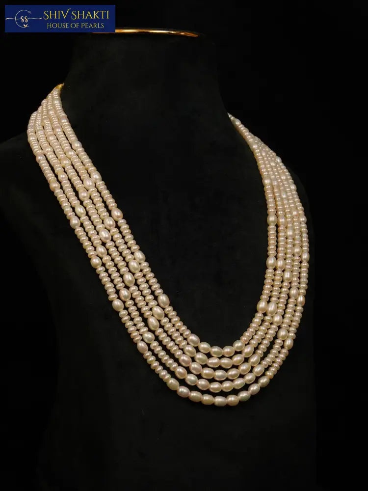 Shiv Shakti Pearls - Oval and flat Pearl Necklace