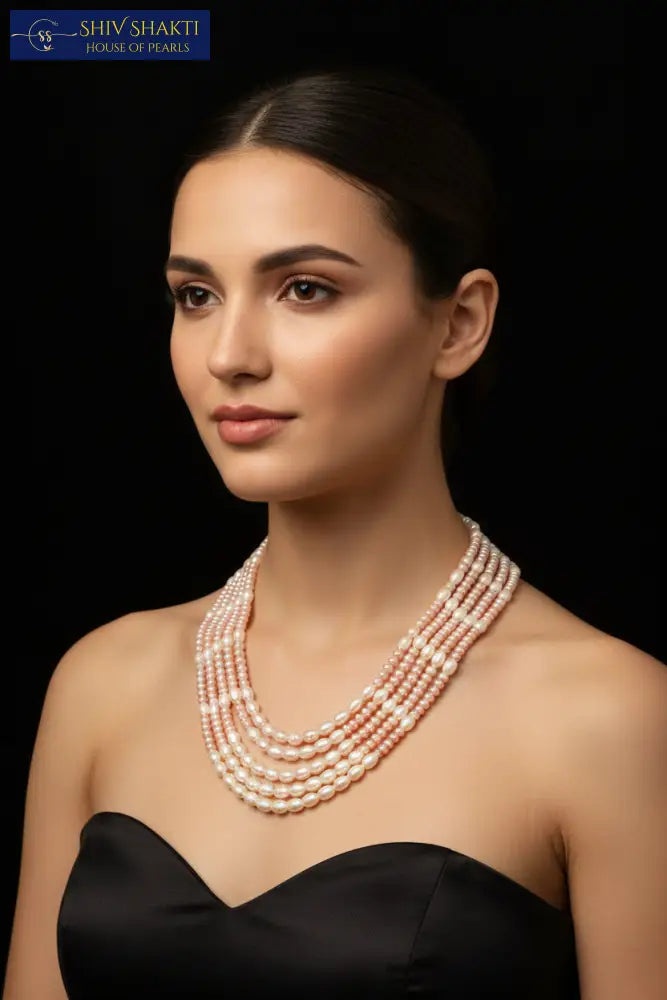 Shiv Shakti Pearls - Oval and Flat Pearl Necklace
