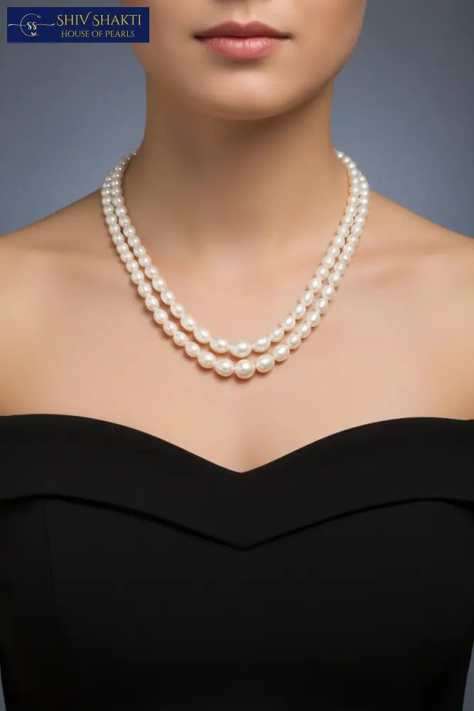 Shiv Shakti Pearls - Oval Pearl 2 Line