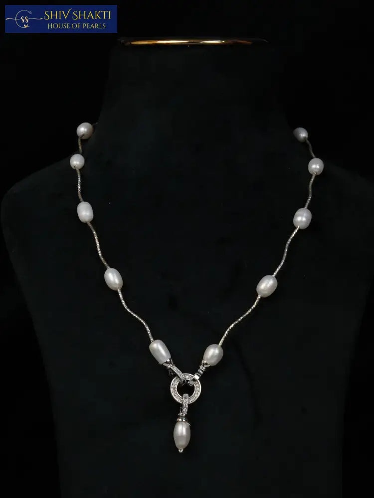 Shiv Shakti Pearls - Oval Pearl Mala with Locket