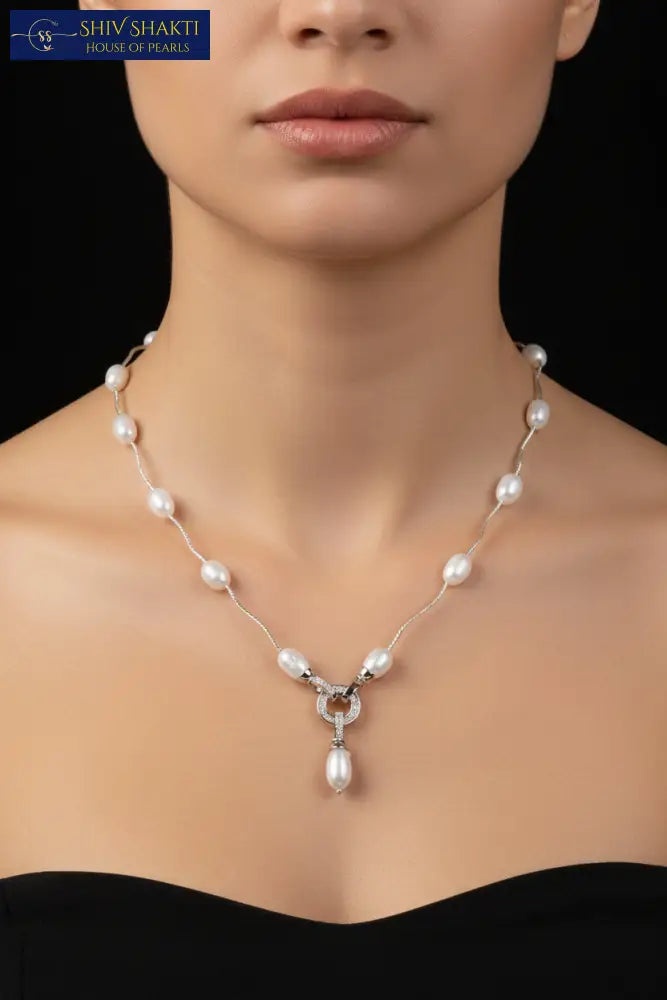 Shiv Shakti Pearls - Oval Pearl Mala with Locket