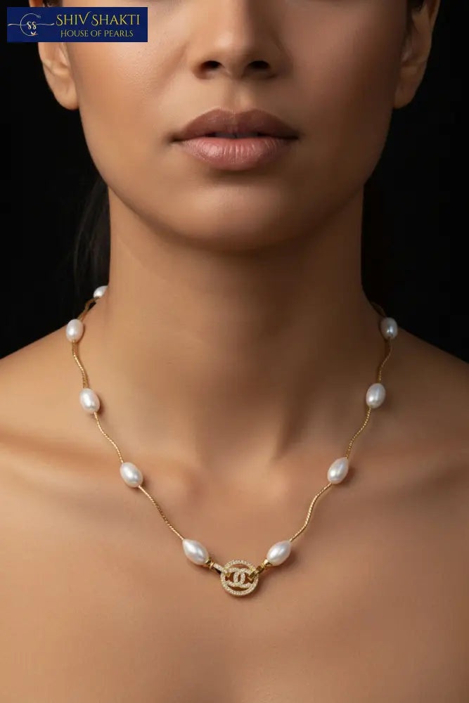 Shiv Shakti Pearls - Oval Pearl Mala with Locket