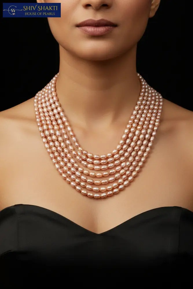 Shiv Shakti Pearls - Oval Pearl Necklace Rainbow