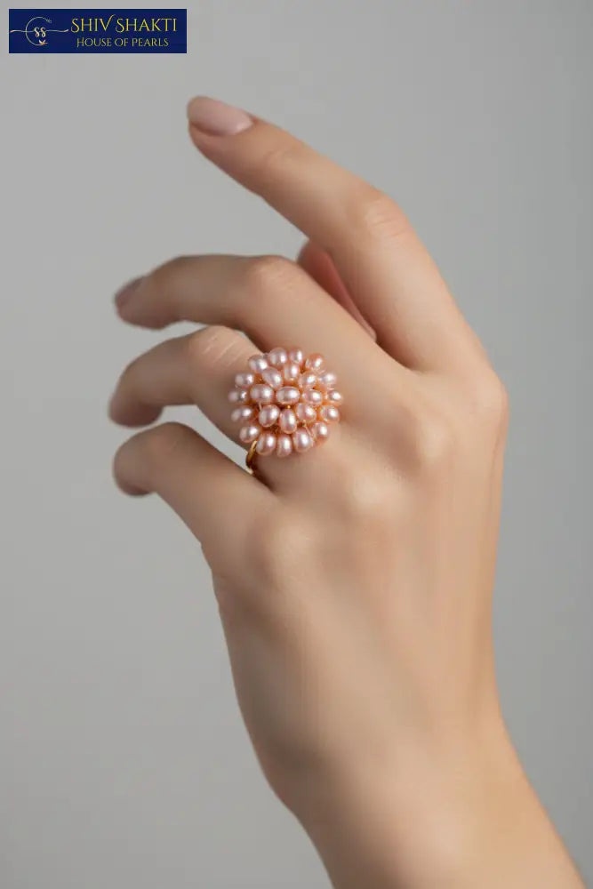 Shiv Shakti Pearls - Peach Pearl Duppa Ring