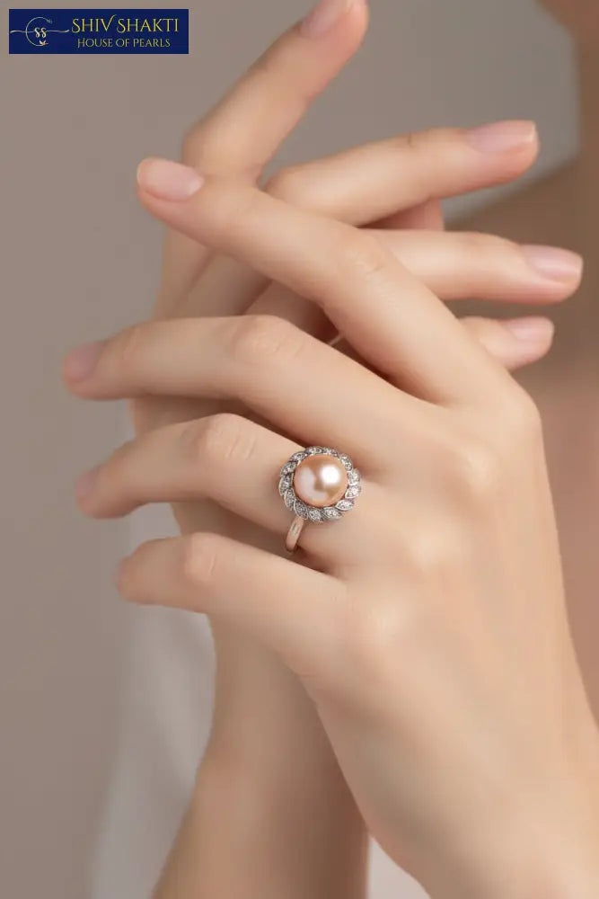 Shiv Shakti Pearls - Peach Pearl Flower