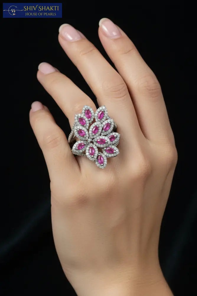 Shiv Shakti Pearls - Peacock Feather Silver