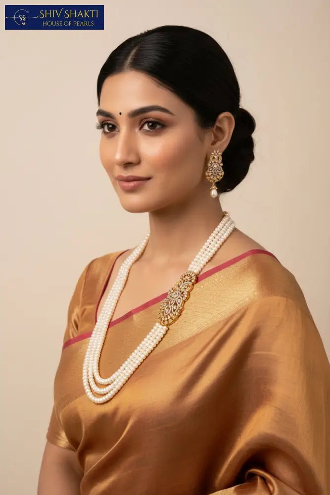 Pearl Brooch with CZ stone