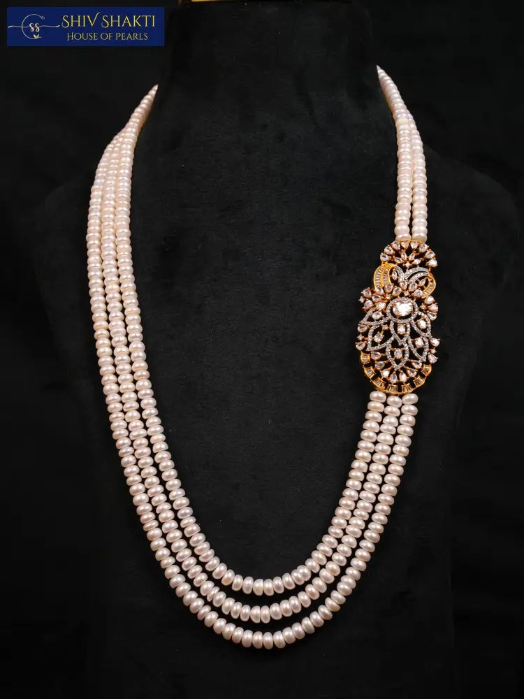 Shiv Shakti Pearls - Pearl Brooch with CZ stone