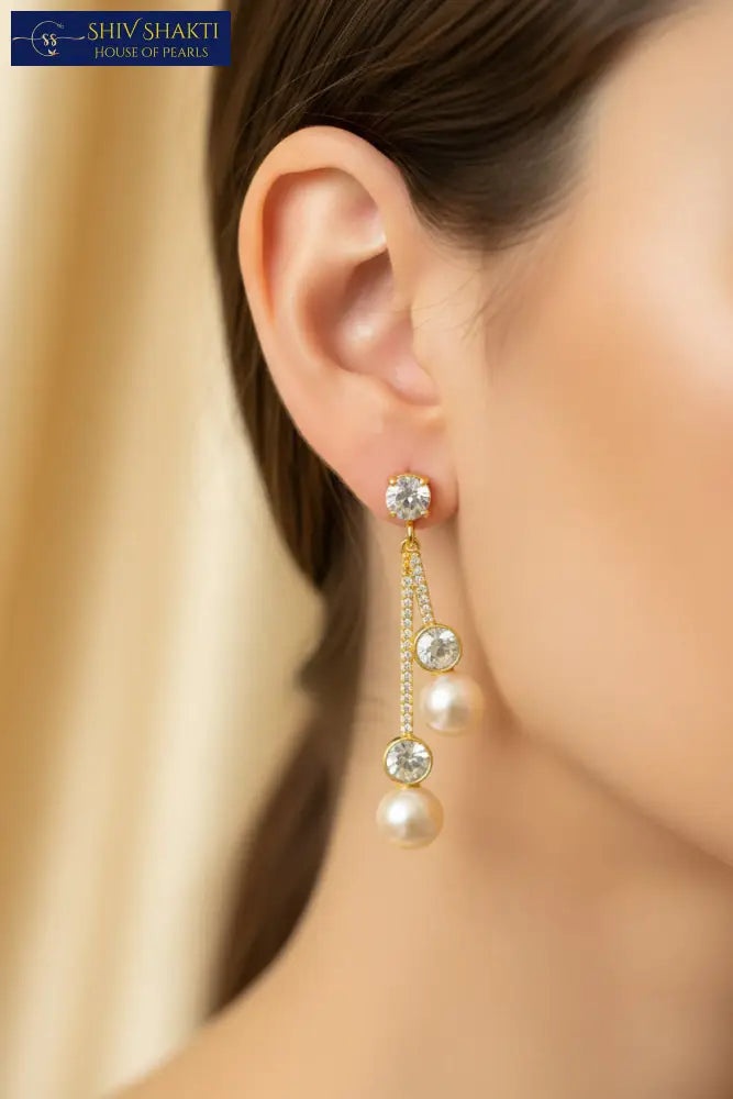 Pearl & Crystal Drop Dangler Earring