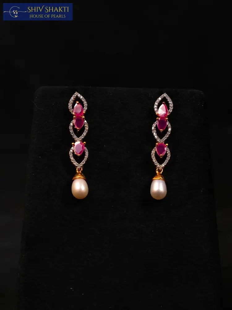 Shiv Shakti Pearls - Pearl Drop With CZ Stone
