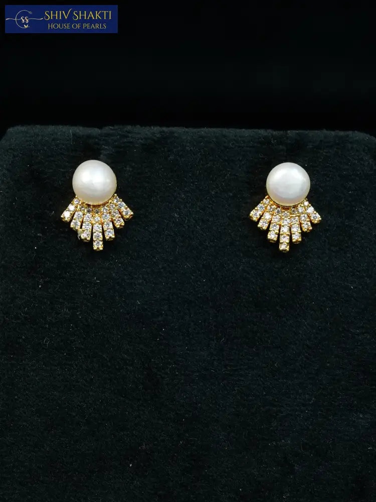 Shiv Shakti Pearls - Pearl Fan Stud