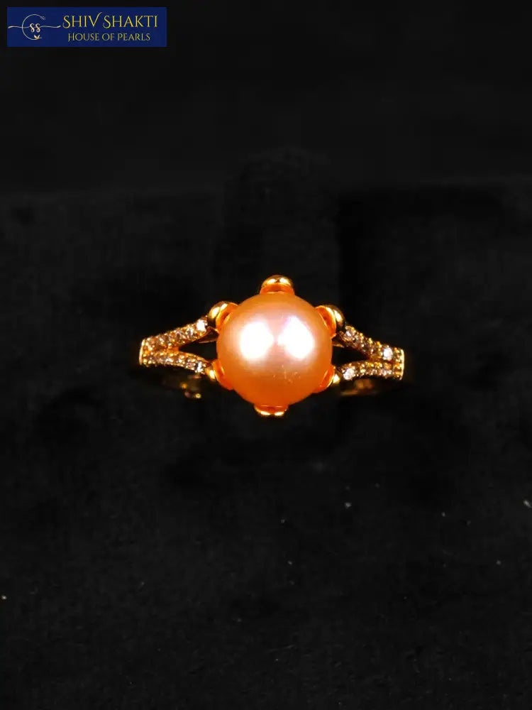Shiv Shakti Pearls - Pearl Ring With CZ Stone