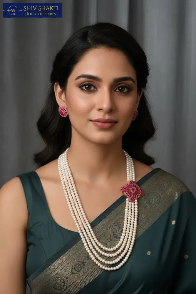 Pearl Ruby Brooch set