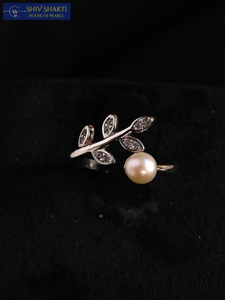 Shiv Shakti Pearls - Petal Ring with Pearl