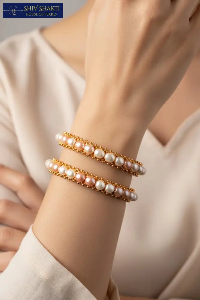 Shiv Shakti Pearls - Pink and White Oval 6mm