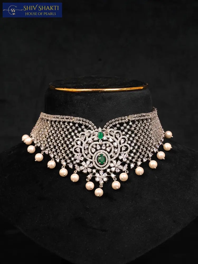 Shiv Shakti Pearls - Pure Silver Choker Set