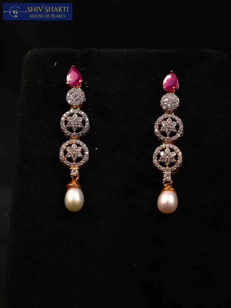 Shiv Shakti Pearls - Red Onyx With Pearl Drop