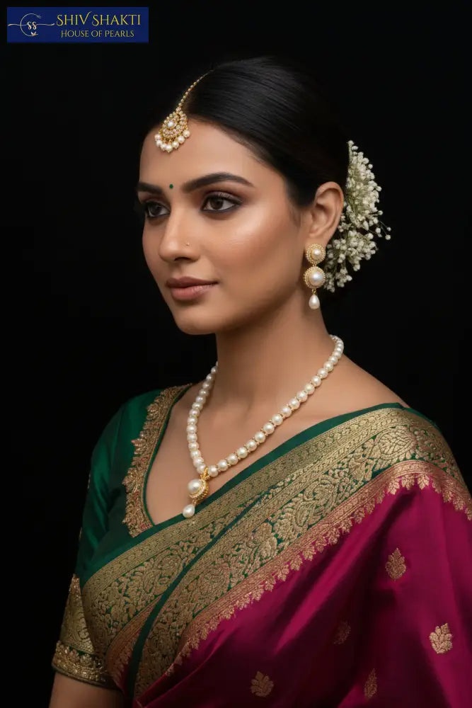 Shiv Shakti Pearls - Regal Button Pearl Necklace