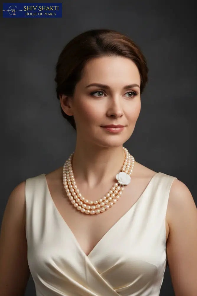 Shiv Shakti Pearls - Rose Pearl Brooch Necklace