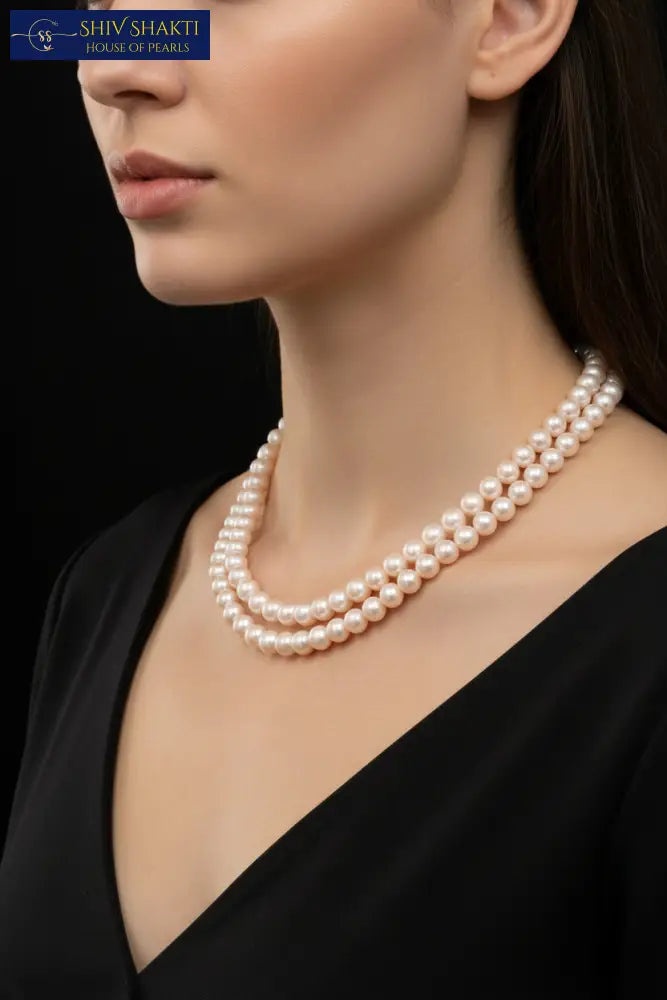 Shiv Shakti Pearls - Round Pearl Mala 2 Lines