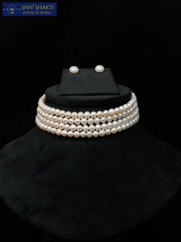 Shiv Shakti Pearls - Round White Pearl Choker