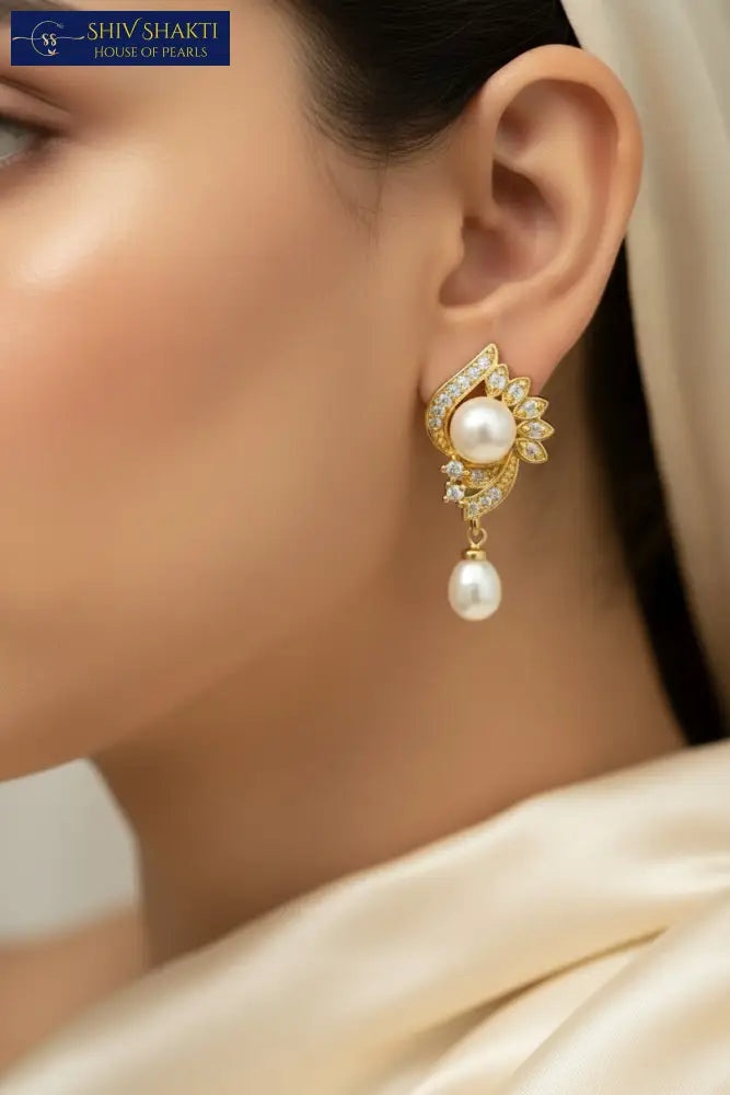 Royal Pearl Peacock Drop Earring