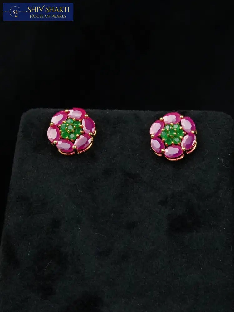 Ruby Emerald Flower Pendant