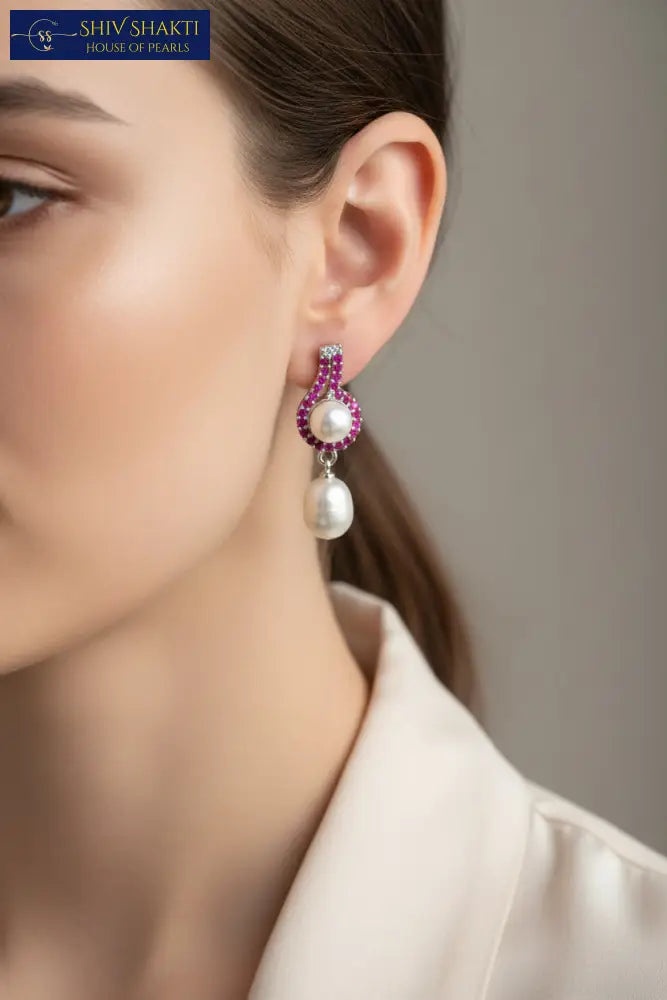 Ruby Loop Pearl Drop