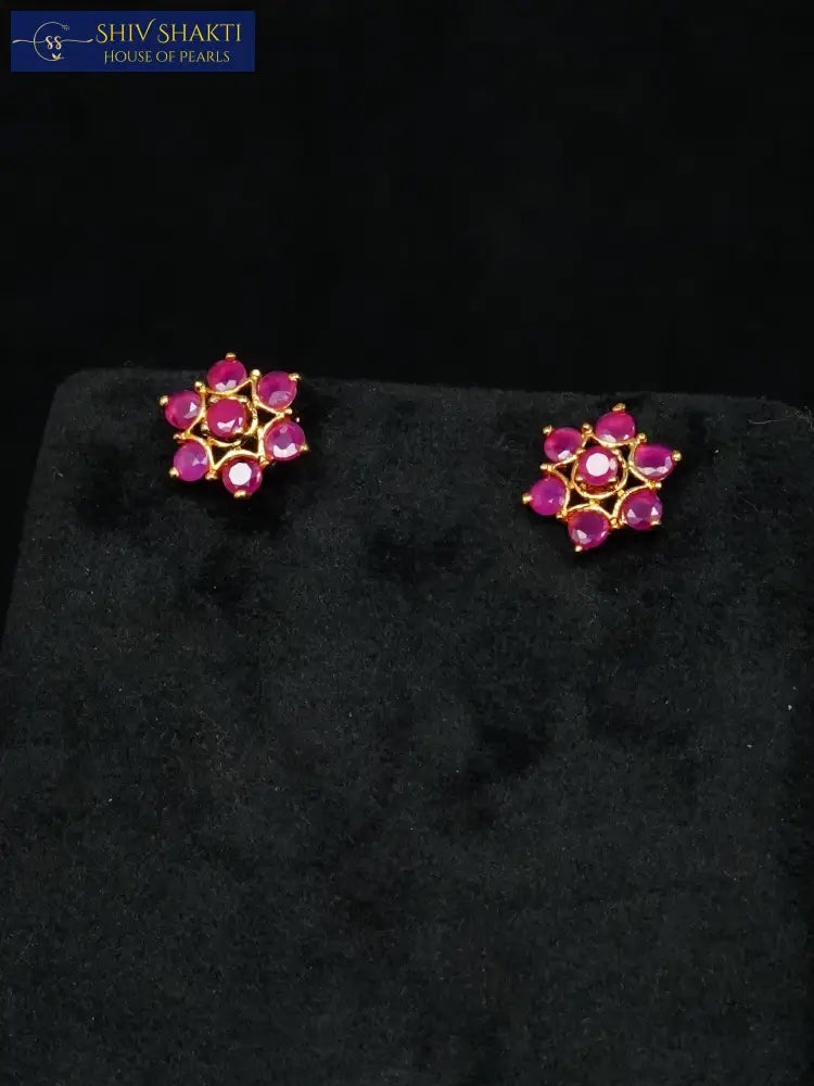 Ruby Pearl Flower Necklace