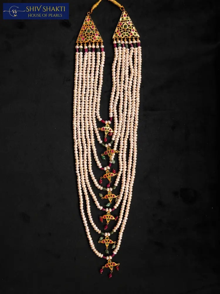 Shiv Shakti Pearls - Satlada With Real Stone