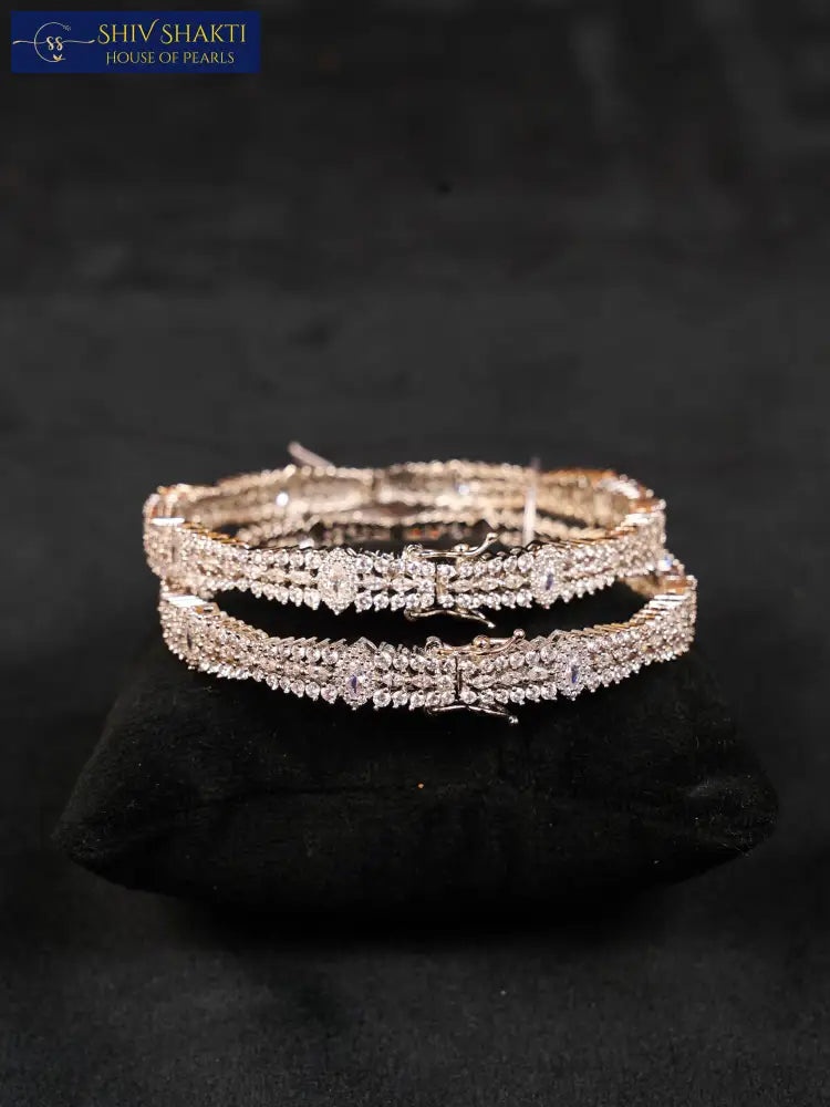 Shiv Shakti Pearls - Silver Symphony Bangles
