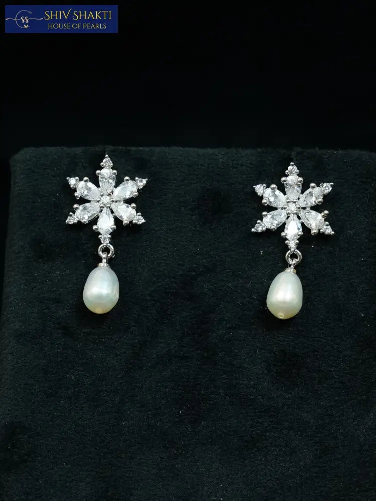 Shiv Shakti Pearls - Snowflake Stone Pearl Drops