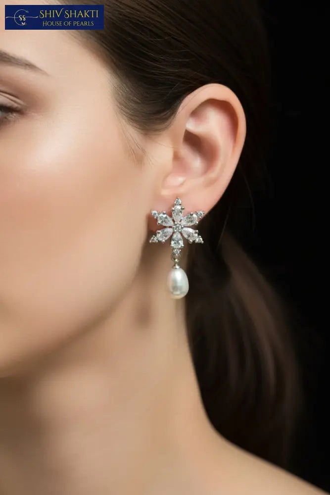 Snowflake Stone Pearl Drops