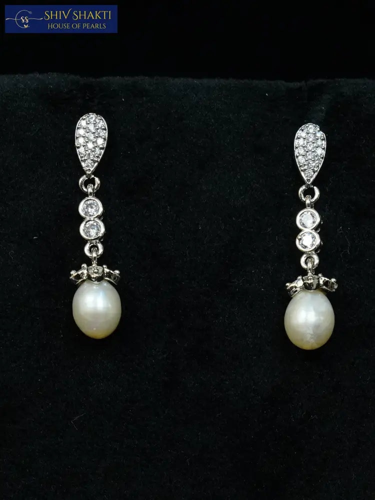 Shiv Shakti Pearls - Snowy Pearl Dangler Earring
