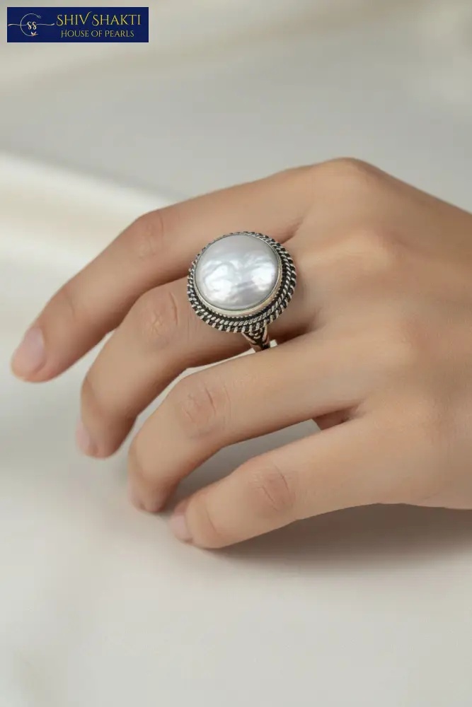 Shiv Shakti Pearls - Spark Silver Ring