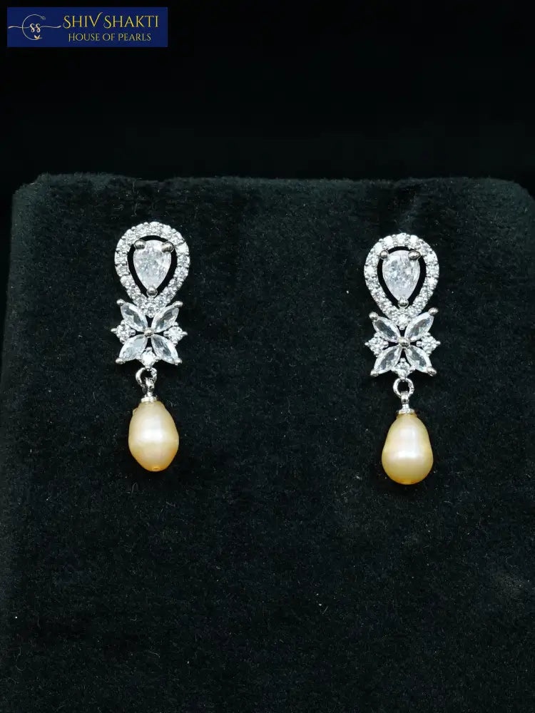 Shiv Shakti Pearls - Stone Floral Drop Earring