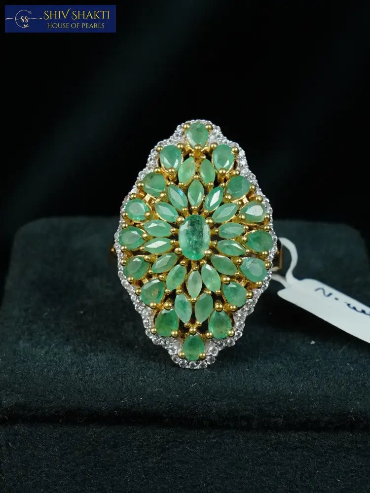 Shiv Shakti Pearls - Traditional Emerald Pure silver