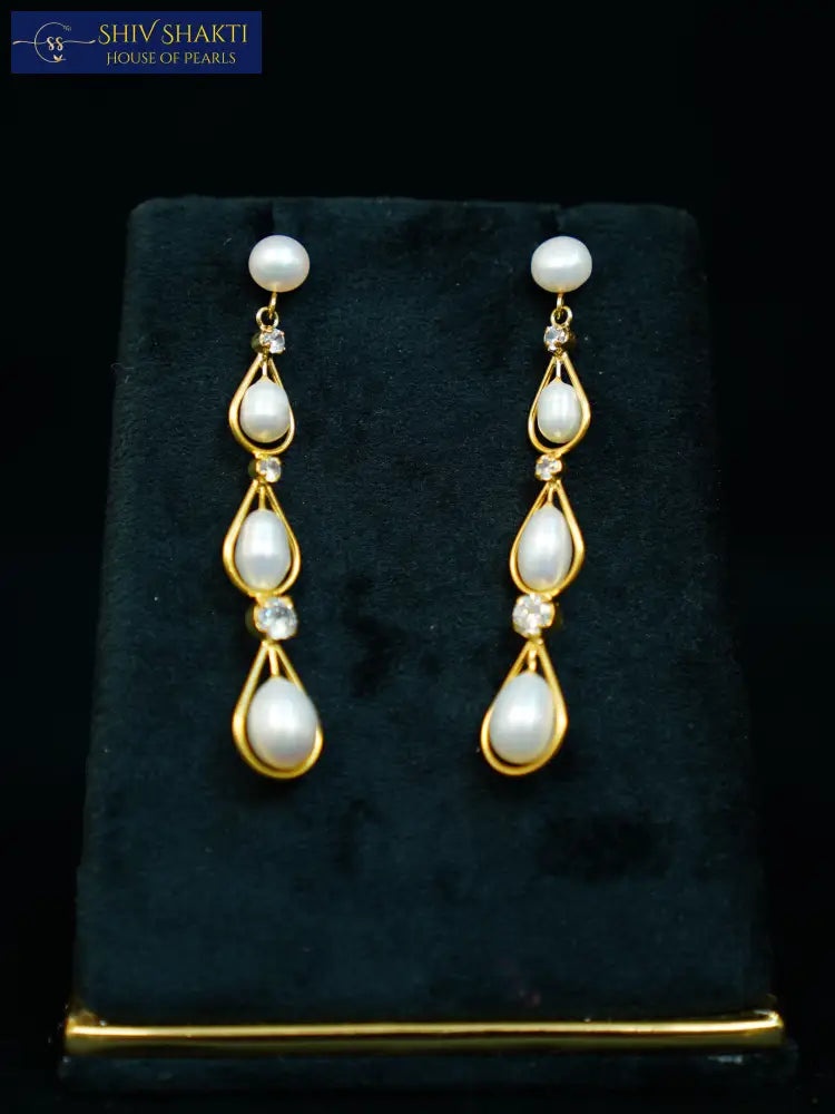 Triple Drop Pearl Dangler Earring