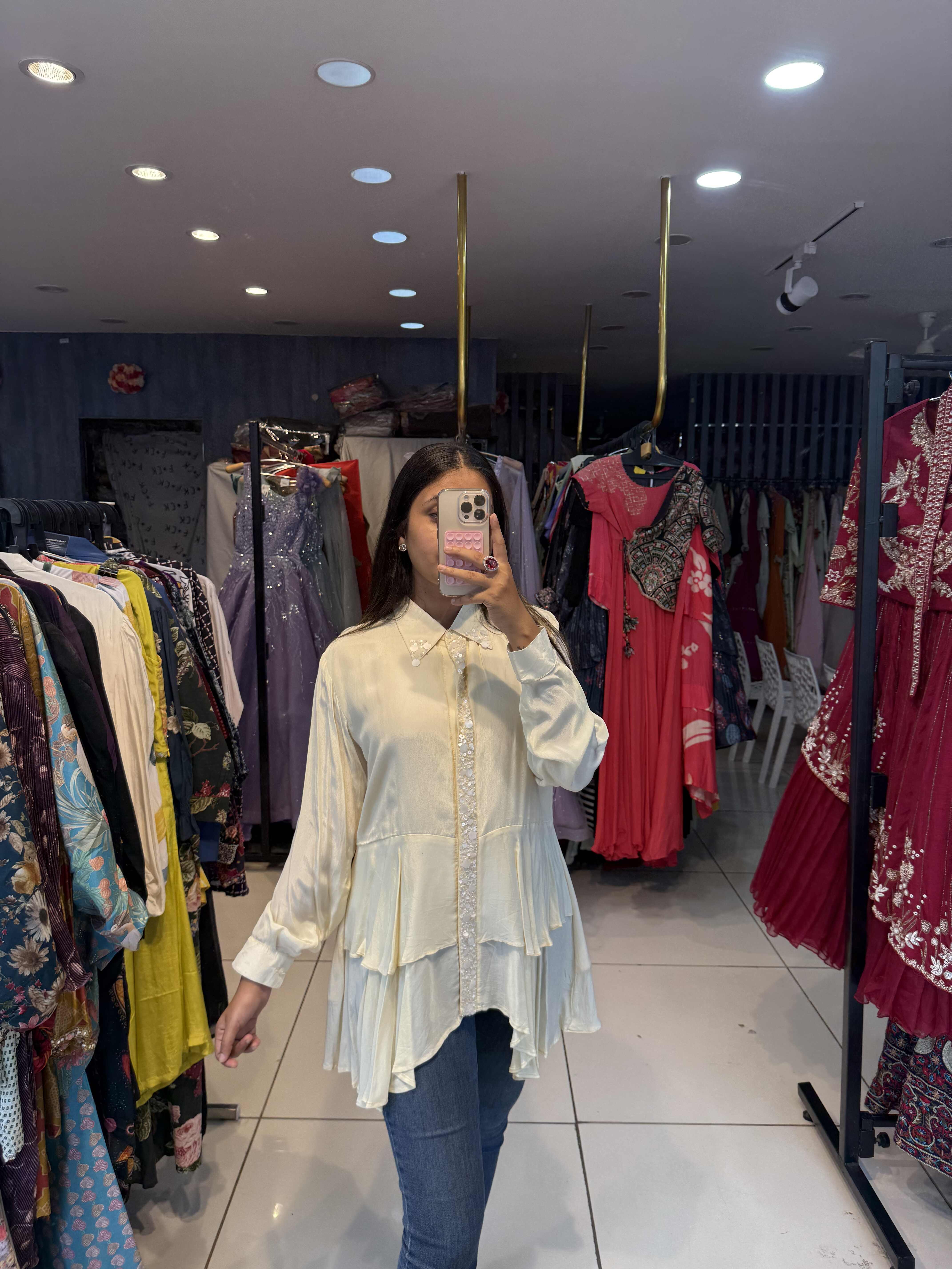 Off-white satin top