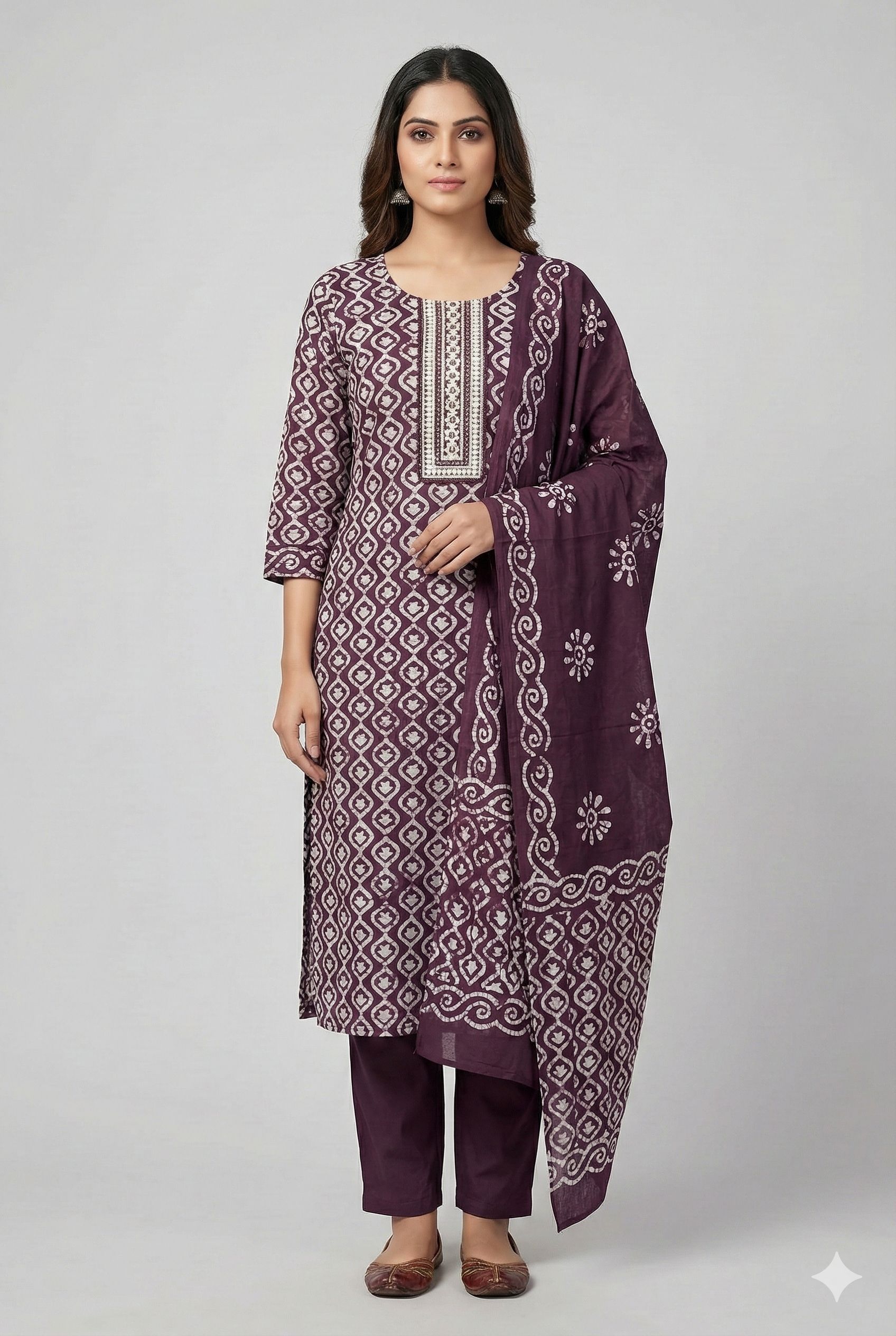 Shree Shanti Selection - Purple Printed Straight Suit Set
