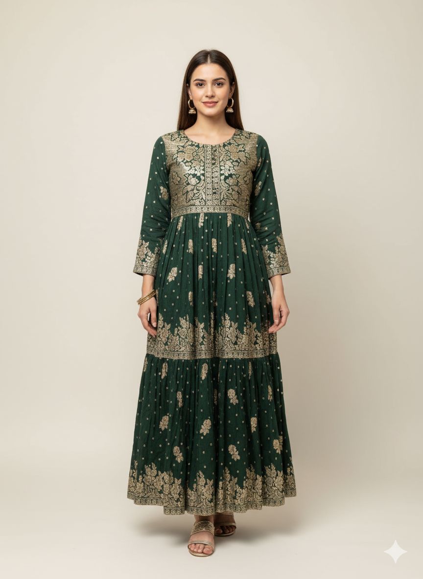 Shree Shanti Selection - Women's Green Traditional Gown