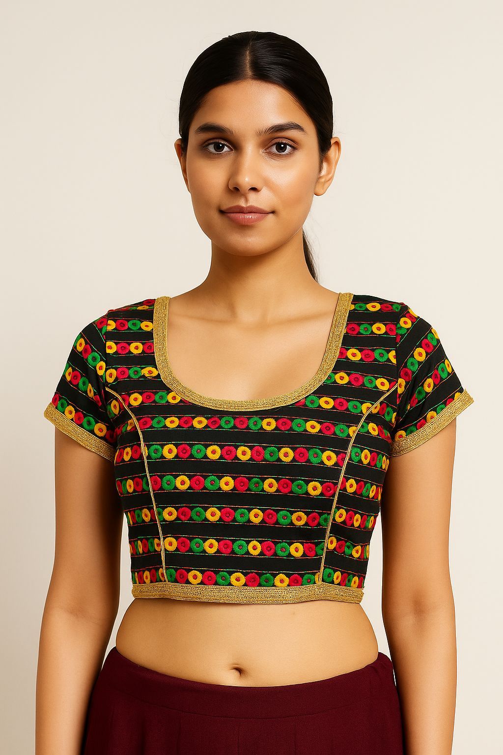 Shree Shanti Selection - Women's Black Multicolor Blouse