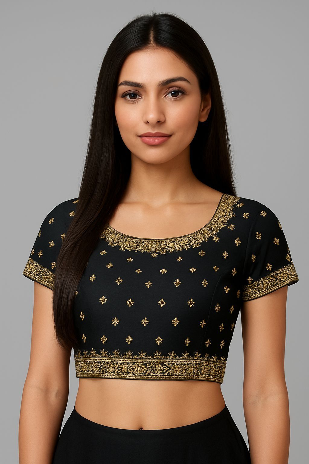 Shree Shanti Selection - Black  Blouse With Golden Work