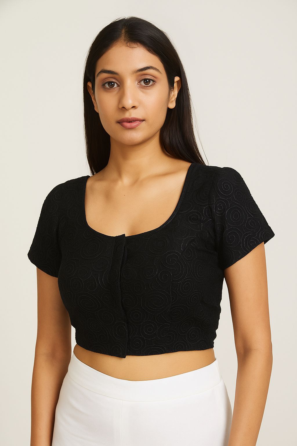 Shree Shanti Selection - Black Texture Crop Top