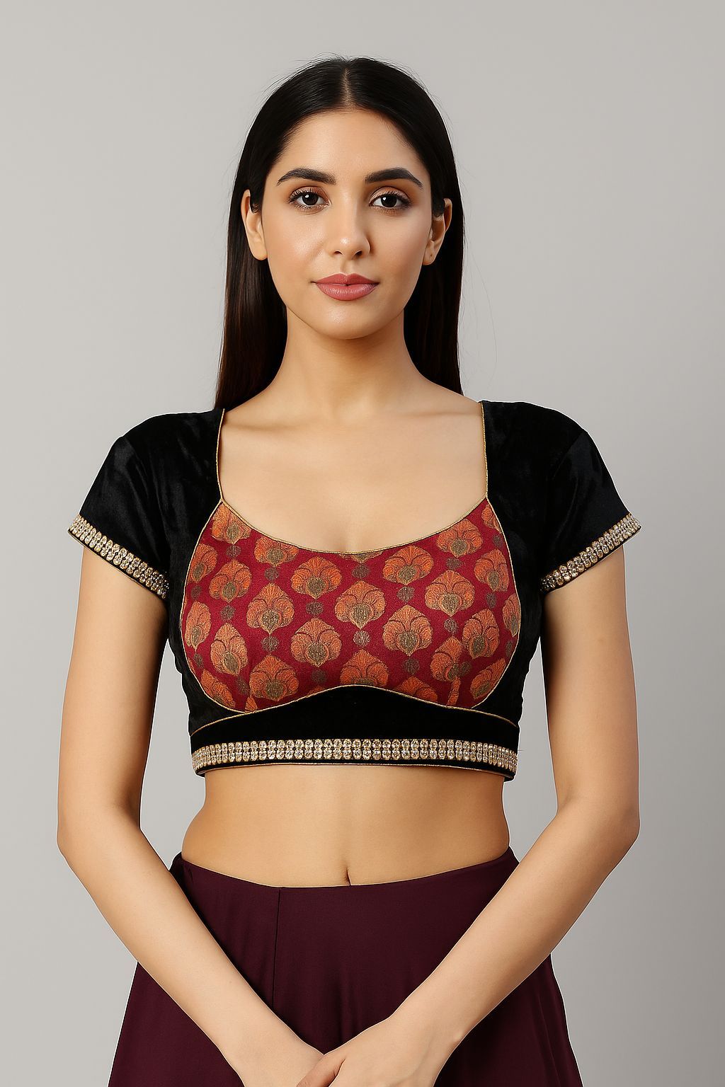 Shree Shanti Selection - Red Golden Brocade Blouse for Women