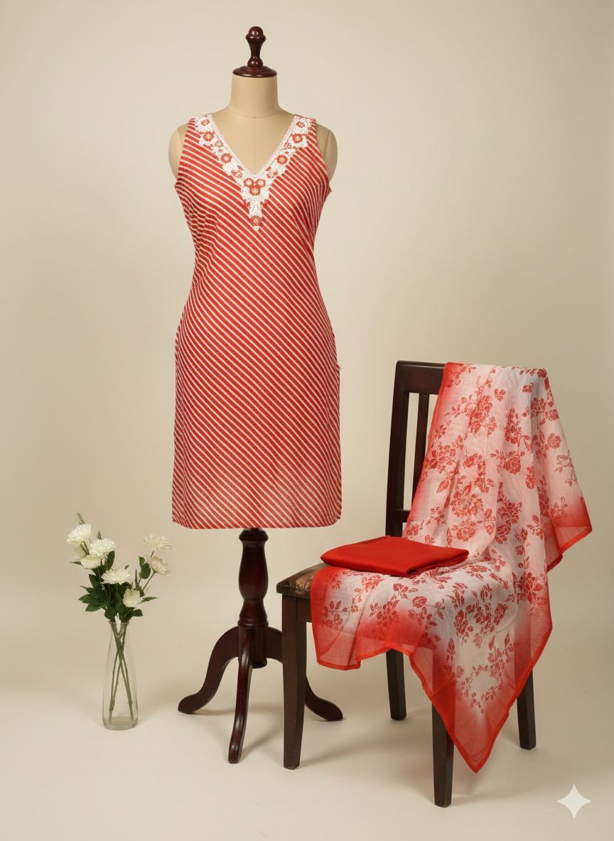 Shree Shanti Selection - Coral Printed Dress Material