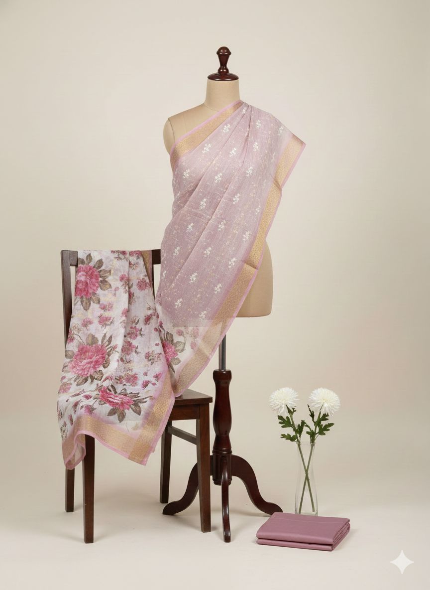 Shree Shanti Selection - Lavender Floral Printed Dress Material
